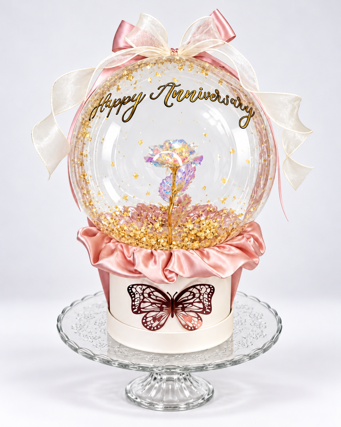 Personalised Rose Bubble Balloon Gift