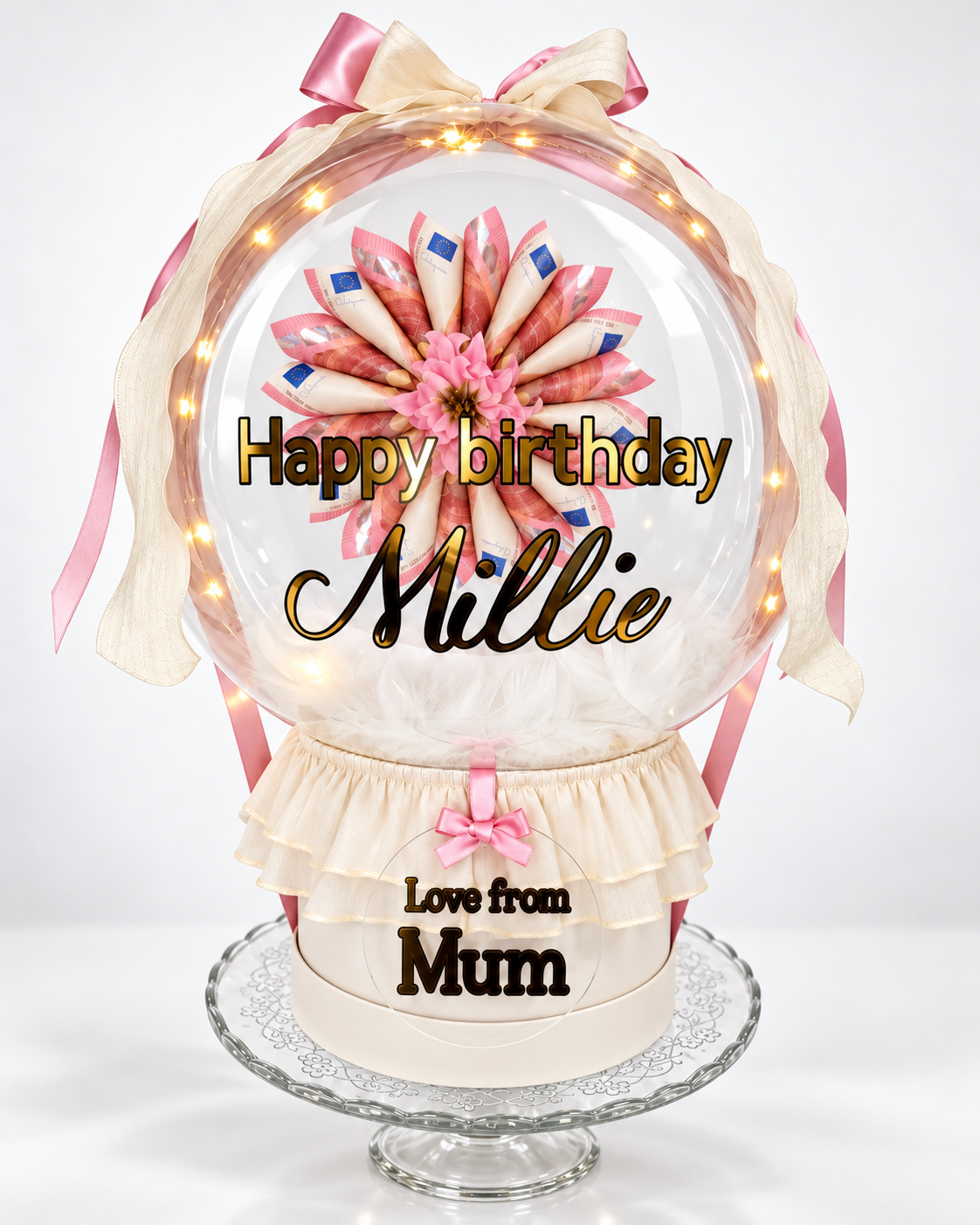 Pink & Cream Luxury Money Flower Balloon