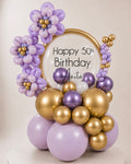 Lilac & Gold Floral Birthday Balloon Display