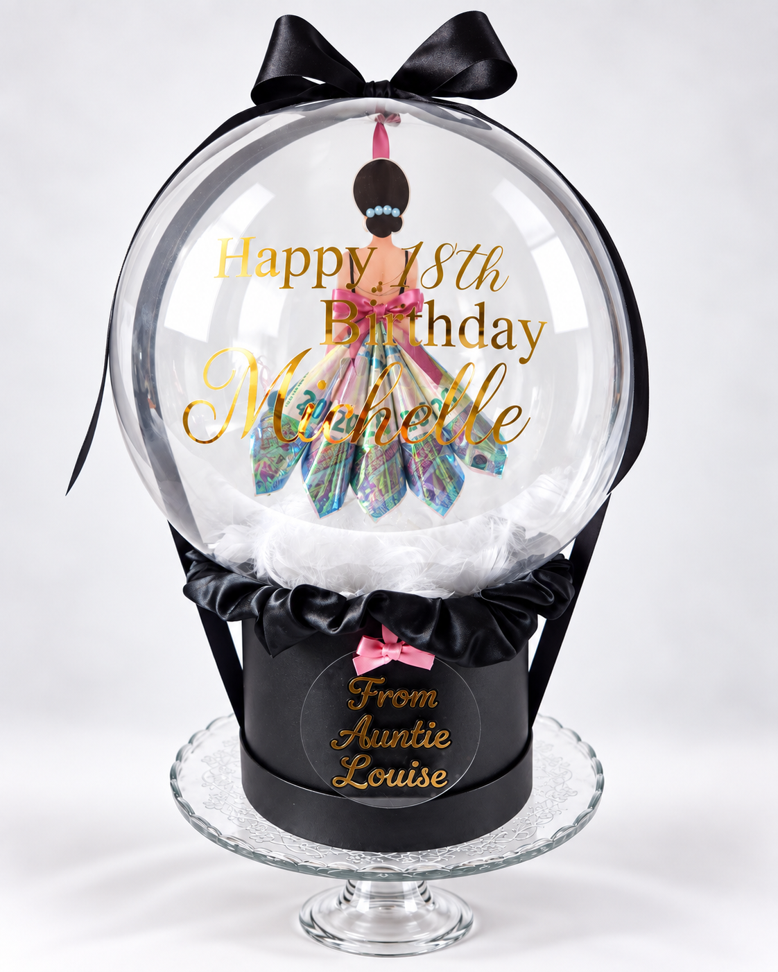 Elegant Black Birthday Money Balloon
